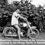 Missionary Andrew Evans on his Yamaha